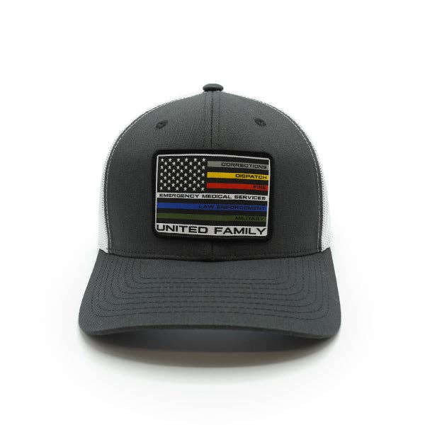 United Family Woven Patch Hat: Curved Bill Snapback / Heather And Black