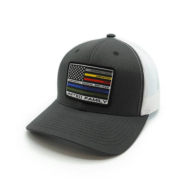 United Family Woven Patch Hat: Curved Bill Snapback / Heather And Black