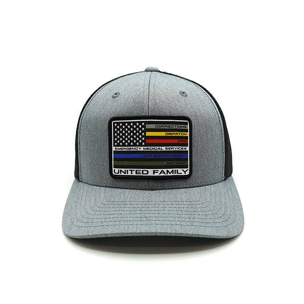 United Family Woven Patch Hat: Curved Bill Snapback / Heather And Black