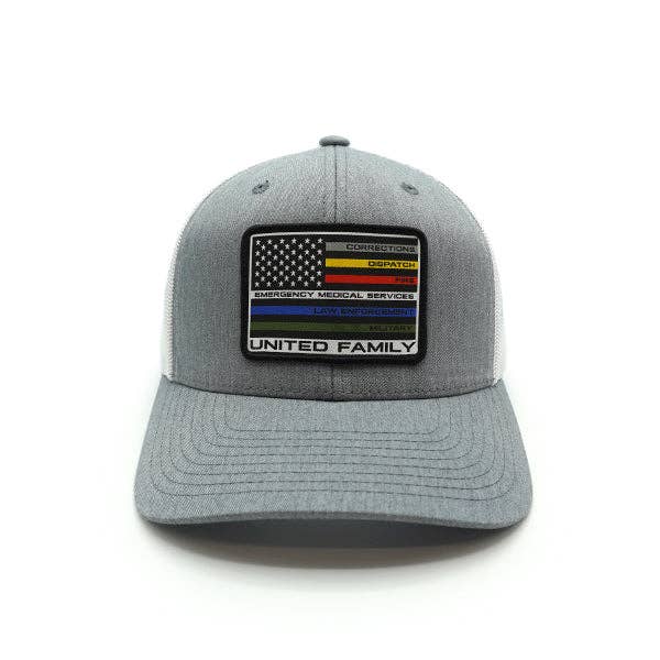 United Family Woven Patch Hat: Curved Bill Snapback / Heather And Black